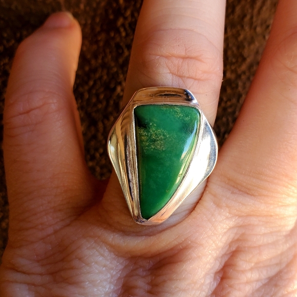 New Men's Chrysoprase 925 Silver Ring. - Picture 12 of 14